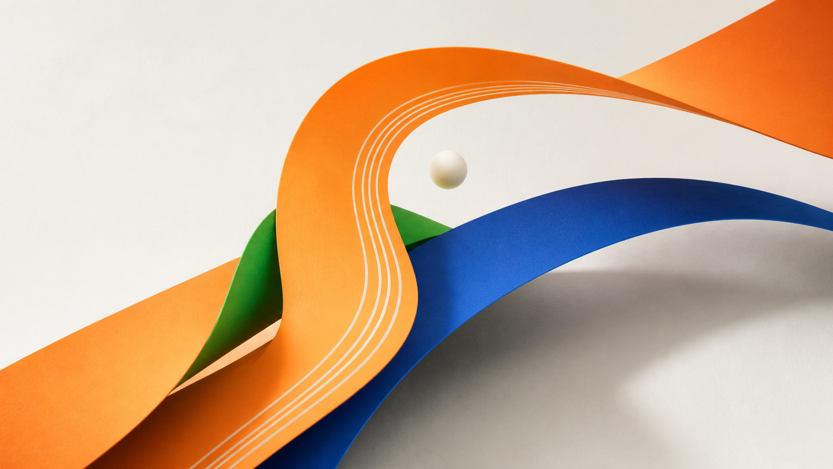 Xiaomi Staff Games abstract orange, blue and green running-track ribbons
